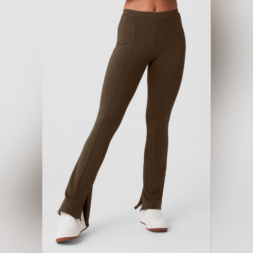 Alo High-Waist Zip It Flare Legging Sz XS  Espresso Activewear